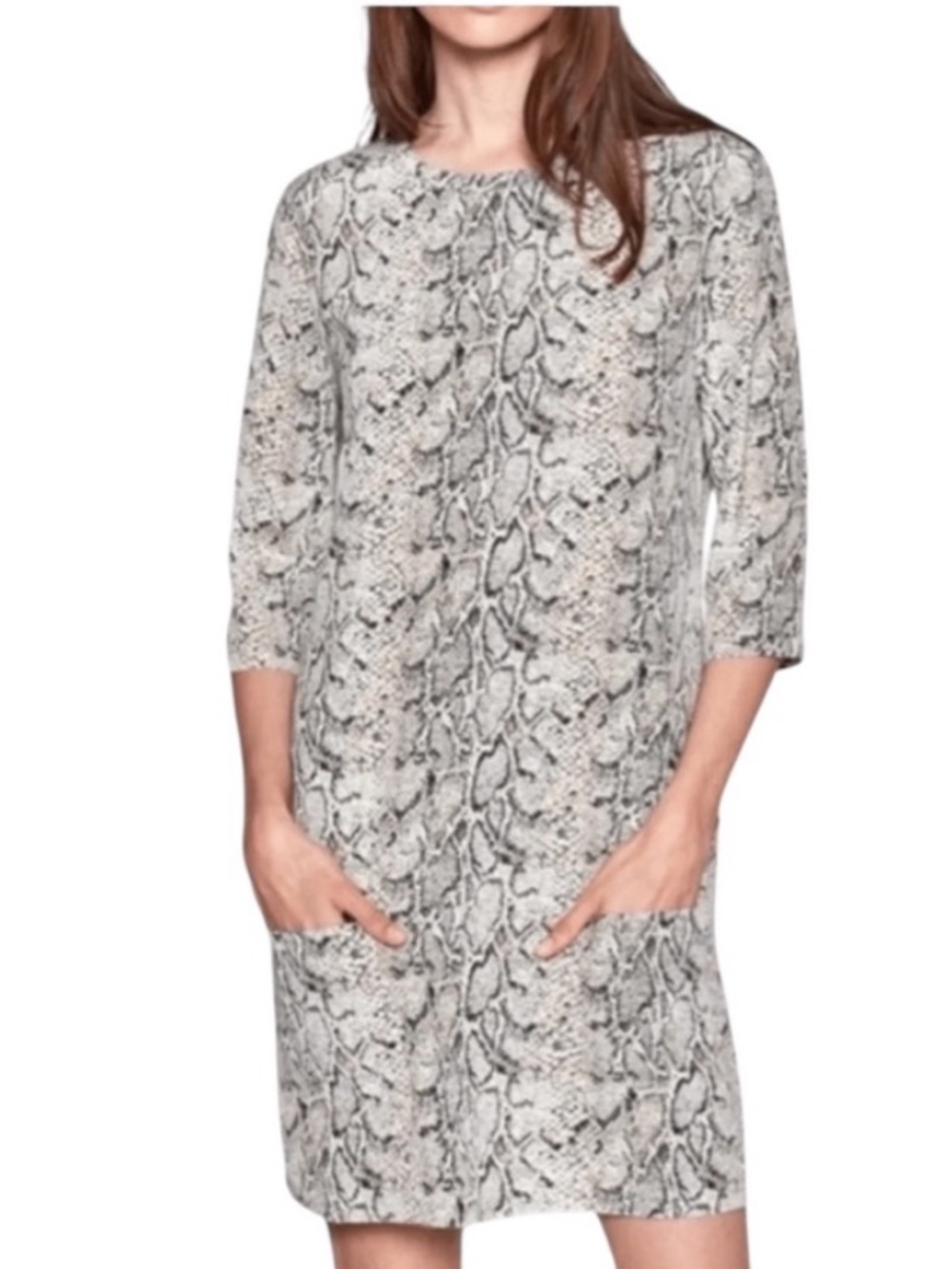 Equipment Femme Aubrey 100% Silk Nutral Snake Print Dress Size M New